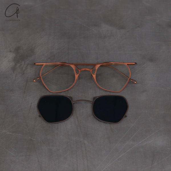 Rigards X TVA Joint RG1999TVA Series Special Shaped Double Layer Sunglasses RG-RG1999TVA-GQTTML Ancient Bronze/Transparent+Blue Lenses